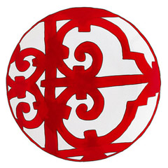 Paire D'assiettes Hermès Balcon Du Guadalquivir Neuves - Porcelaine, Diamètre 10.4 Pouces, Motif Géométrique Rouge - Boîte D'origine