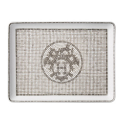 Plateau Mosaïque Hermès Mosaique Au 24 - Porcelaine Platine - Neuf Sous Boîte